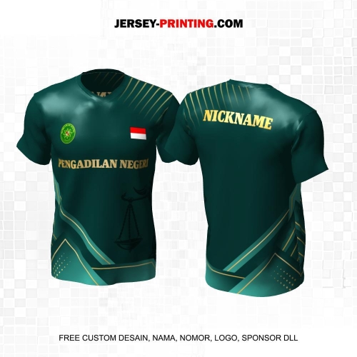 Jersey Pengadilan Negeri Instansi Pemerintahan Hijau Gold Motif Abstrak Garis Neraca 05