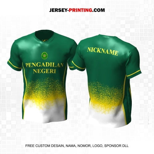 Jersey Pengadilan Negeri Instansi Pemerintahan Hijau Kuning Putih Motif Abstrak Brush 16