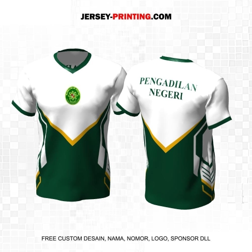 Jersey Pengadilan Negeri Instansi Pemerintahan Hijau Putih Motif Abstrak Geometris 19