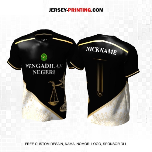 Jersey Pengadilan Negeri Instansi Pemerintahan Hitam Putih Gold Motif Garis Batik 07