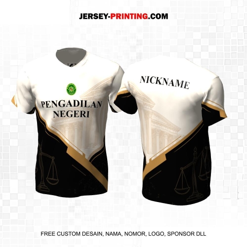 Jersey Pengadilan Negeri Instansi Pemerintahan Krem Hitam Gold Motif Gedung Garis Neraca 11