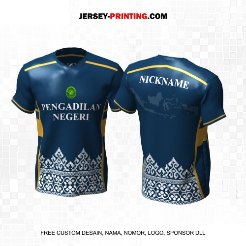 Jersey Pengadilan Negeri Instansi Pemerintahan Navy Putih Gold Motif Songket Peta 09