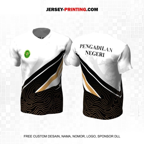 Jersey Pengadilan Negeri Instansi Pemerintahan Putih Abu Hitam Motif Abstrak Liquid 18