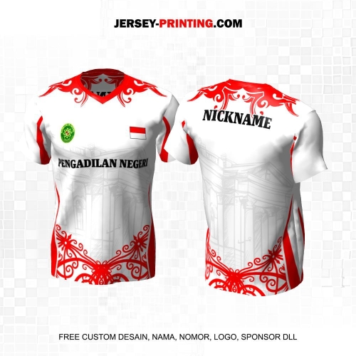 Jersey Pengadilan Negeri Instansi Pemerintahan Putih Abu Merah Motif Batik Siluet Bangunan 03