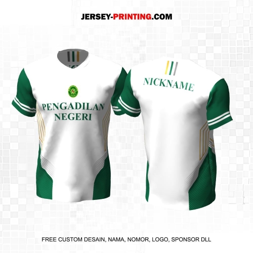 Jersey Pengadilan Negeri Instansi Pemerintahan Putih Hijau Motif Garis 20
