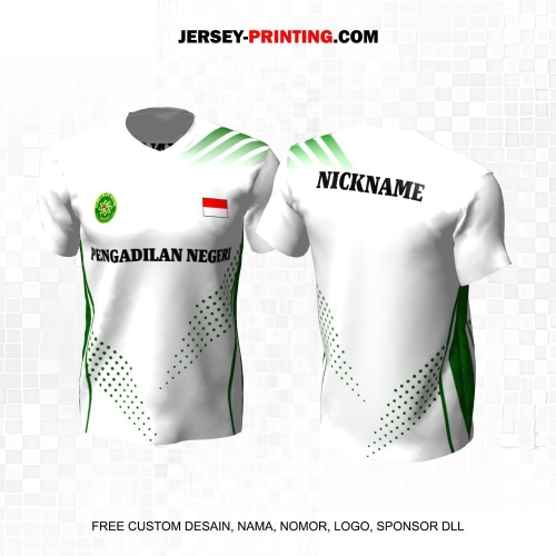 Jersey Pengadilan Negeri Instansi Pemerintahan Putih Hijau Motif Garis Polkadot 02