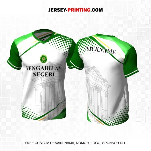 Jersey Pengadilan Negeri Instansi Pemerintahan Putih Hijau Motif Polkadot Gedung 14