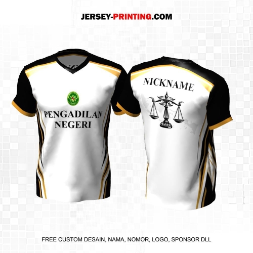 Jersey Pengadilan Negeri Instansi Pemerintahan Putih Hitam Gold Motif Abstrak 13