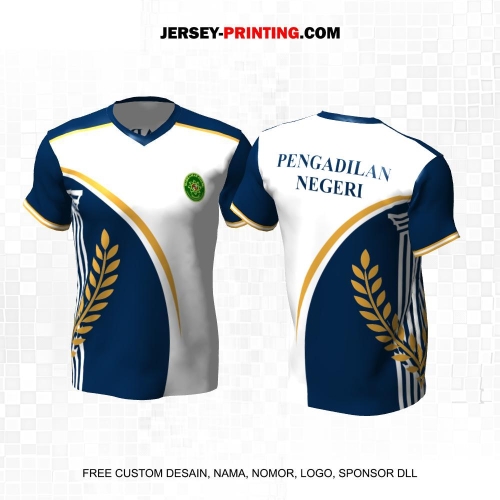 Jersey Pengadilan Negeri Instansi Pemerintahan Putih Navy Gold Motif Diagonal Garis 17