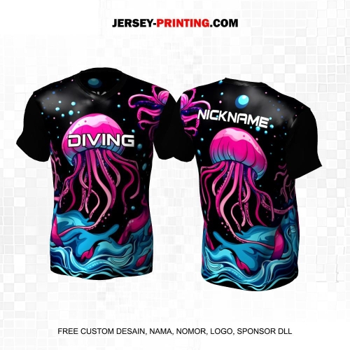 Jersey Penyelam Hitam Motif Ubur Ubur 13
