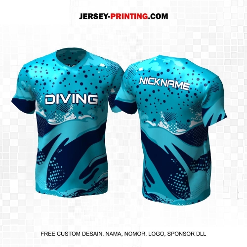 Jersey Penyelam Tosca Biru Motif Abstrak 18