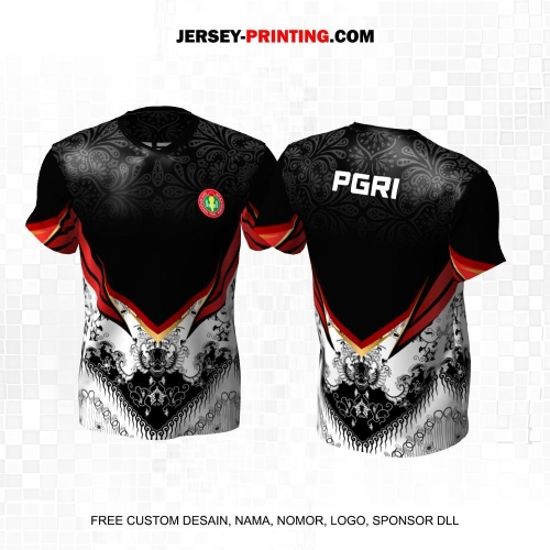 Jersey PGRI Guru Hitam Merah Putih Motif Batik 06