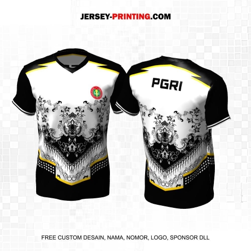 Jersey PGRI Guru Hitam Putih Motif Batik 05