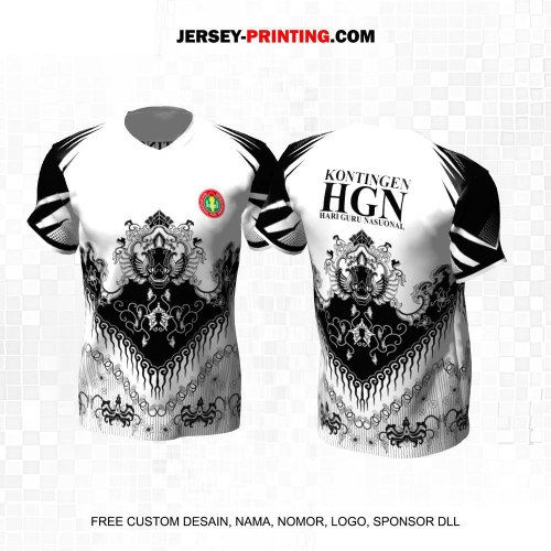 Jersey PGRI Guru Hitam Putih Motif Batik 11