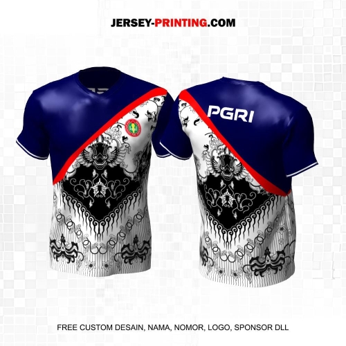 Jersey PGRI Guru Navy Hitam Putih Motif Batik 09