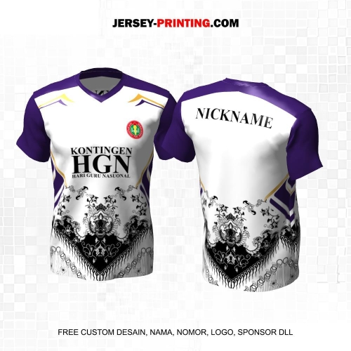 Jersey PGRI Guru Ungu Putih Hitam Motif Abstrak Batik 05