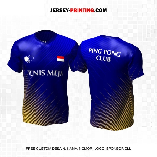 Jersey Pingpong Tenis Meja Biru Kuning Motif Garis 32