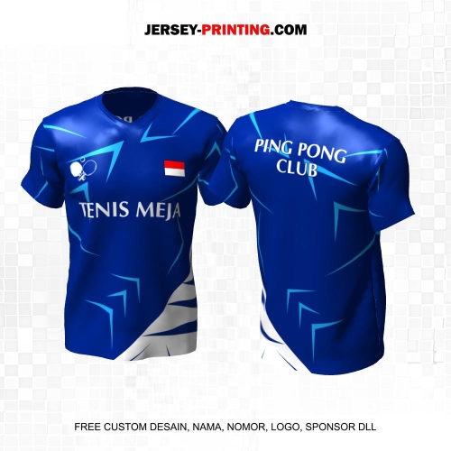 Jersey Pingpong Tenis Meja Biru Putih Motif Abstrak 02