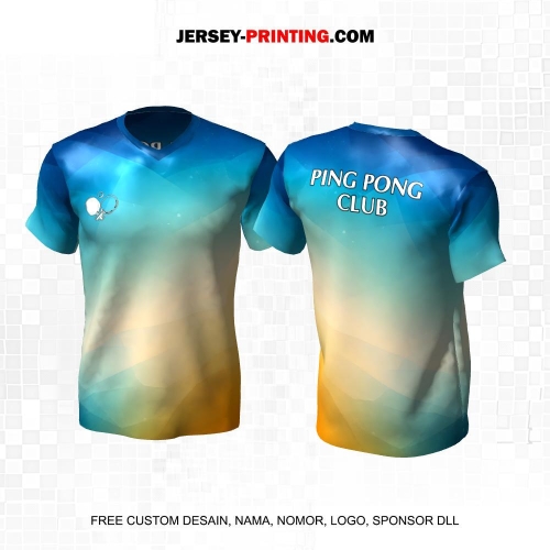 Jersey Pingpong Tenis Meja Gradasi Biru Kuning 56