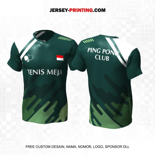 Jersey Pingpong Tenis Meja Hijau Putih Motif Abstrak 15
