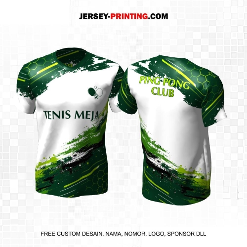 Jersey Pingpong Tenis Meja Hijau Putih Motif Abstrak 48