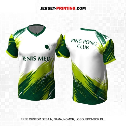 Jersey Pingpong Tenis Meja Hijau Putih Motif Abstrak 51