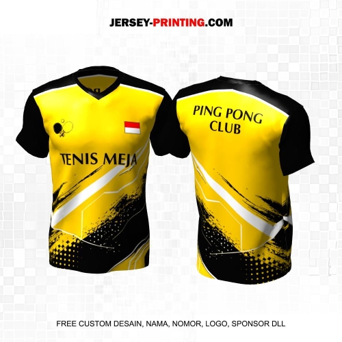 Jersey Pingpong Tenis Meja Kuning Hitam Putih Motif Abstrak 60
