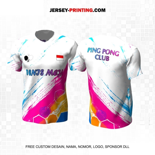 Jersey Pingpong Tenis Meja Warna Warni Motif Abstrak Honeycomb 46