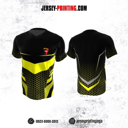 Jersey Polisi Brimob Hitam Kuning Abu-abu Motif Honeycomb