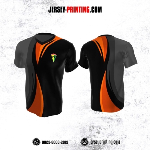Jersey Polisi Militer PM Hitam Corak Abu-abu Orange