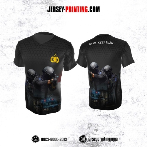 Jersey Polisi Polri Abu-abu Motif Honeycomb