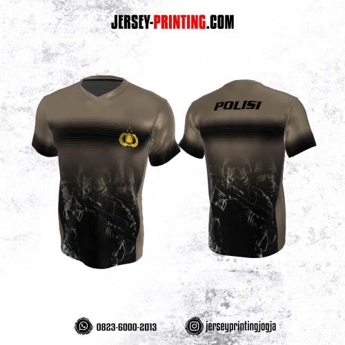 Jersey Polisi Polri Coklat Hitam Motif Garis