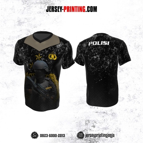 Jersey Polisi Polri Hitam Abu-abu Motif Bercak