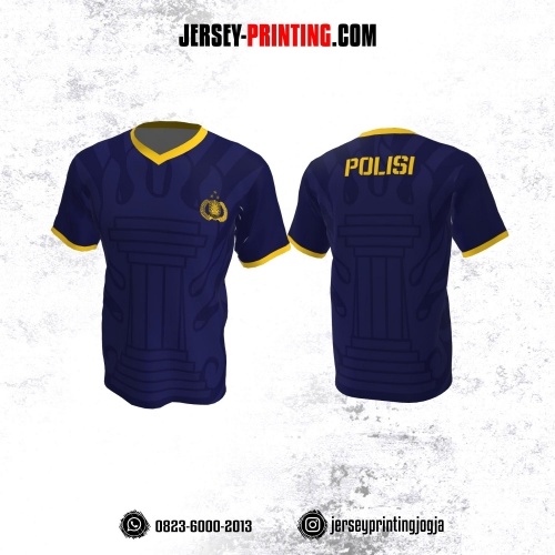 Jersey Polisi Polri Navy Kuning Motif Abstrak