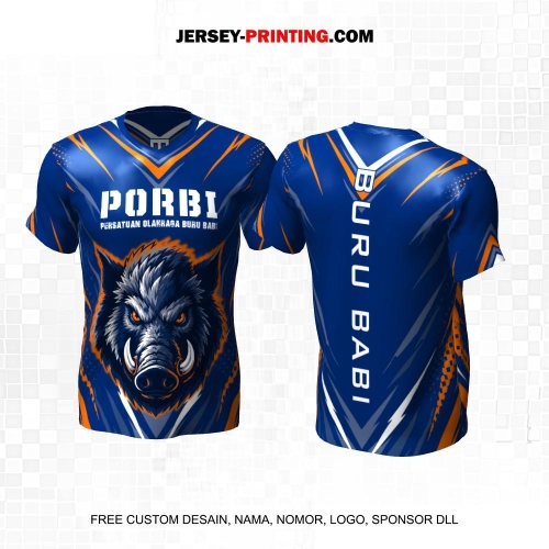 Jersey PORBI Buru Babi Biru Orange Motif Abstrak 03
