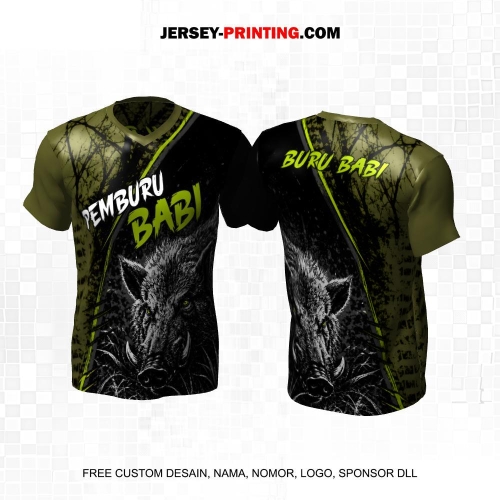 Jersey PORBI Buru Babi Hitam Hijau Motif Abstrak 09