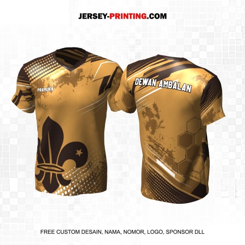 Jersey Pramuka Coklat Motif Abstrak Polkadot 14