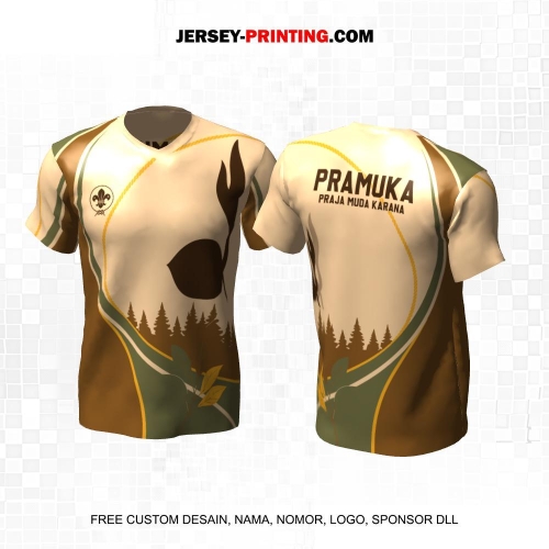 Jersey Pramuka Coklat Motif Abstrak Tunas Kelapa 10