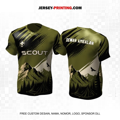 Jersey Pramuka Hijau Krem Motif Abstrak View Pegunungan 16