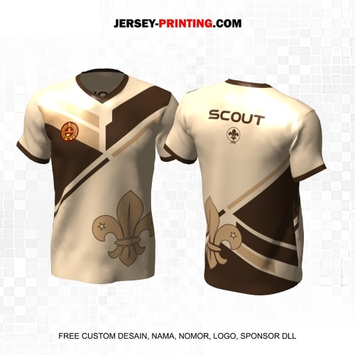 Jersey Pramuka Krem Coklat Motif Abstrak 21