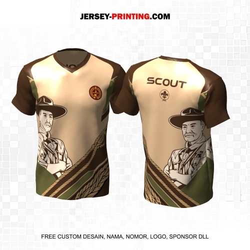 Jersey Pramuka Krem Coklat Motif Abstrak Tali 23