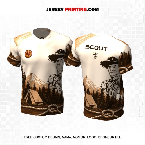 Jersey Pramuka Krem Coklat Motif Abstrak View Boden Powel 18