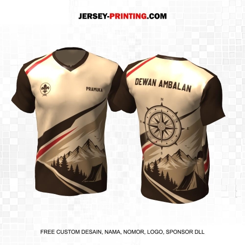 Jersey Pramuka Krem Coklat Motif Alam Pegunungan 11