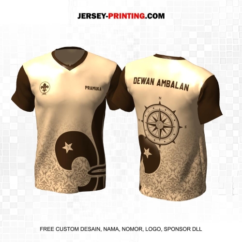 Jersey Pramuka Krem Coklat Motif Batik 13