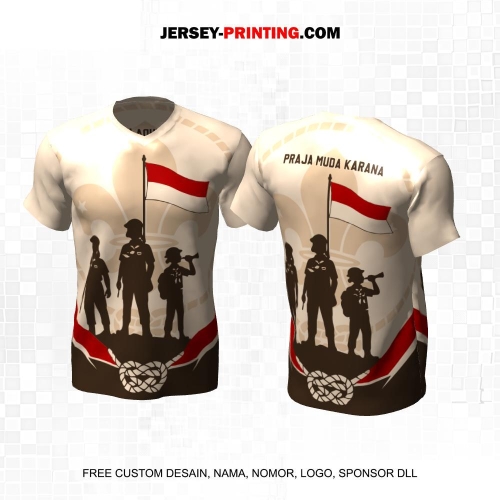 Jersey Pramuka Krem Coklat Motif Siluet Simpul 08