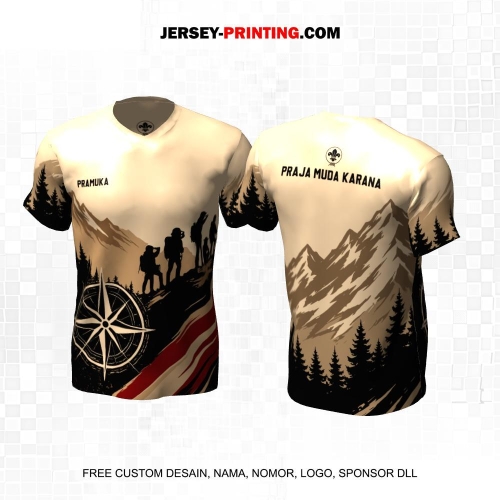 Jersey Pramuka Krem Coklat Motif View 06