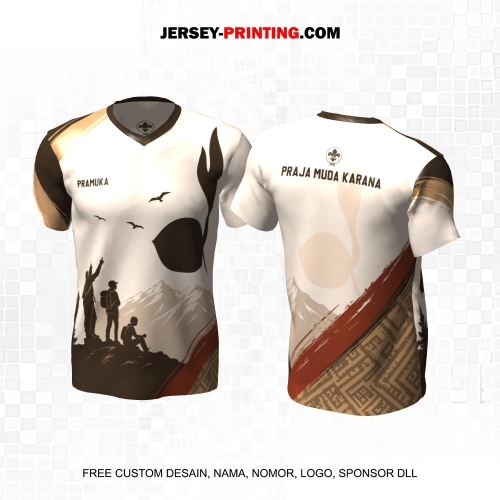 Jersey Pramuka Krem Coklat Motif View Tunas Kelapa 05