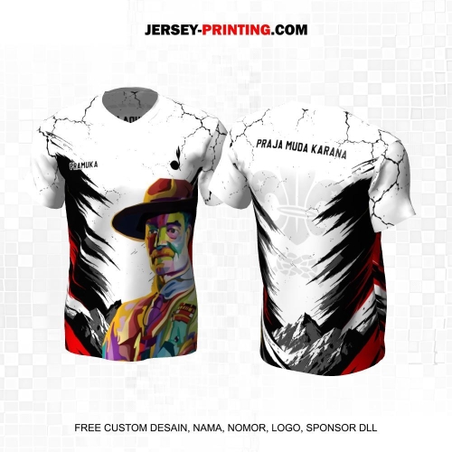 Jersey Pramuka Putih Hitam Merah Motif Abstrak Boden Powel 07