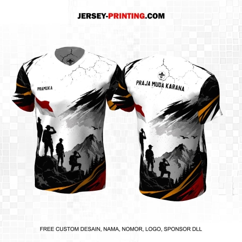 Jersey Pramuka Putih Hitam Motif Abstrak Ekspedisi 09