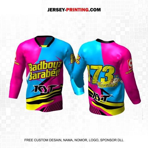 Jersey Racing Balap Pink Biru Abstrak 1